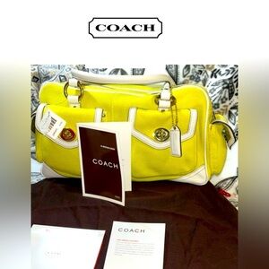 COACH Cotton Twill Gallery Satchel W/White Leather Trim Style No. LO4Q-1875 NWT
